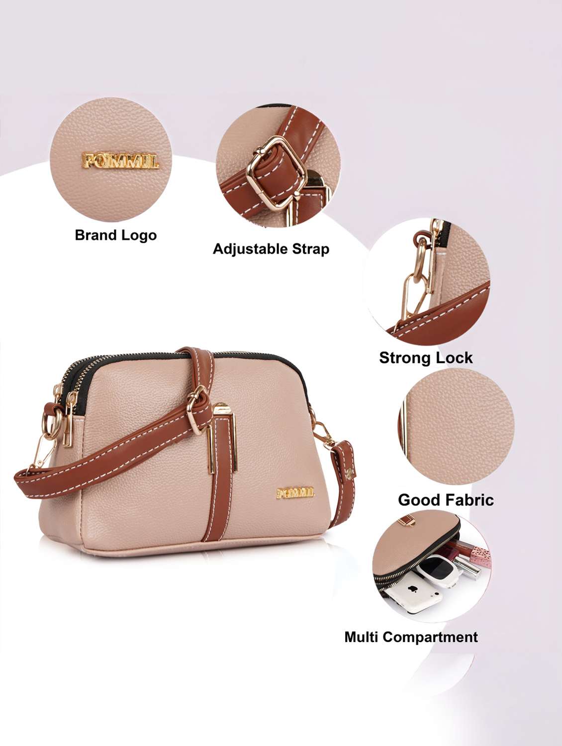 women solid adjustable strap sling bag - 22231805 -  Standard Image - 4