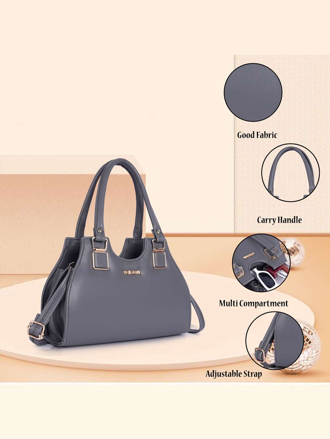 women solid structure handheld bag - 22231824 -  Standard Image - 4