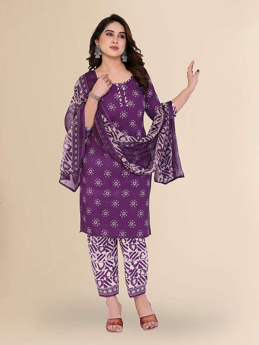 women printed unstitched suit set