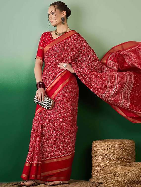 women printed casual wear saree with blouse - 22237975 -  Standard Image - 1