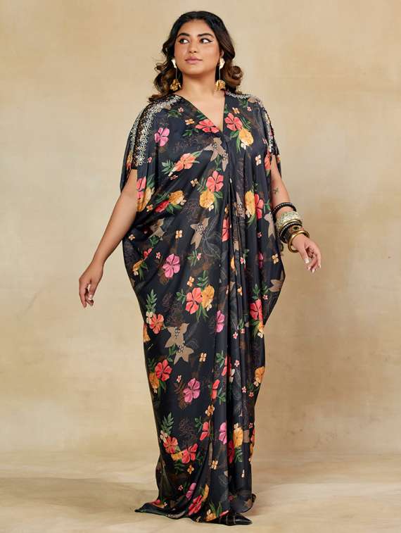 women floral print kimono sleeve kaftan dress - 22238759 -  Standard Image - 1