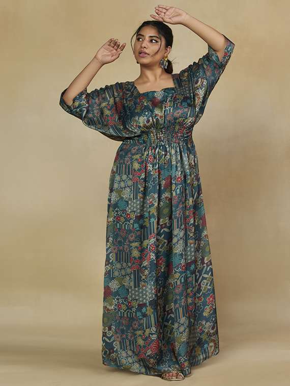 women plus size printed kimino sleeve flared dress - 22238761 -  Standard Image - 1