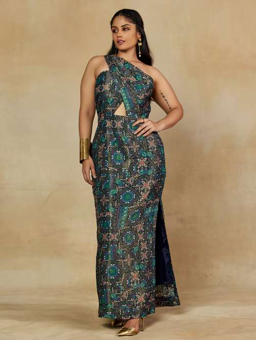 women prinred single shoulder straight dress - 22238764 -  Standard Image - 0