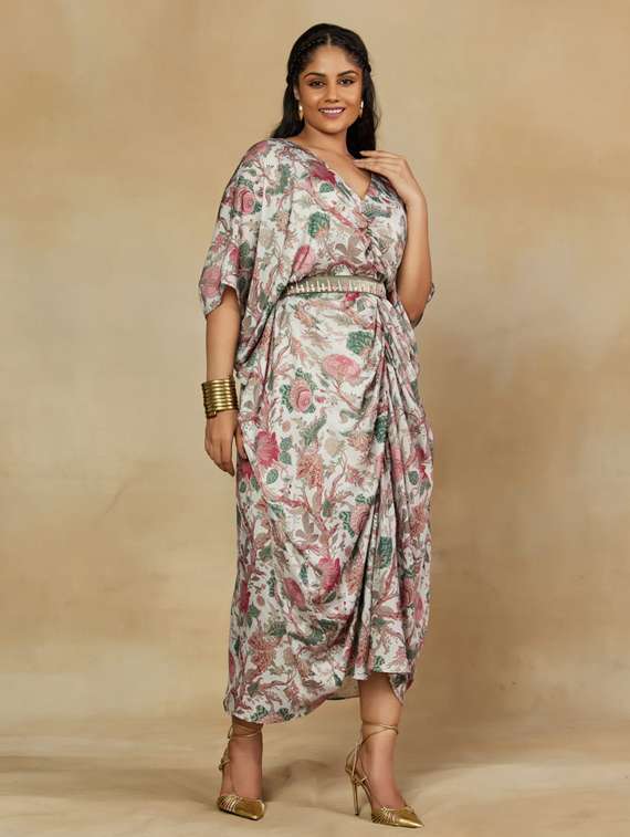 women floral print kimono sleeve kaftan dress - 22238798 -  Standard Image - 1