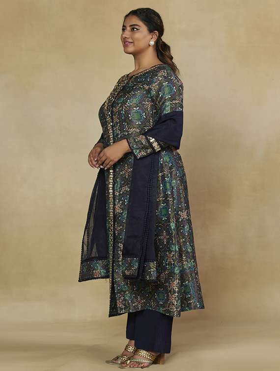 women plus size long sleeve kurta palazzo with dupatta set - 22238804 -  Standard Image - 1