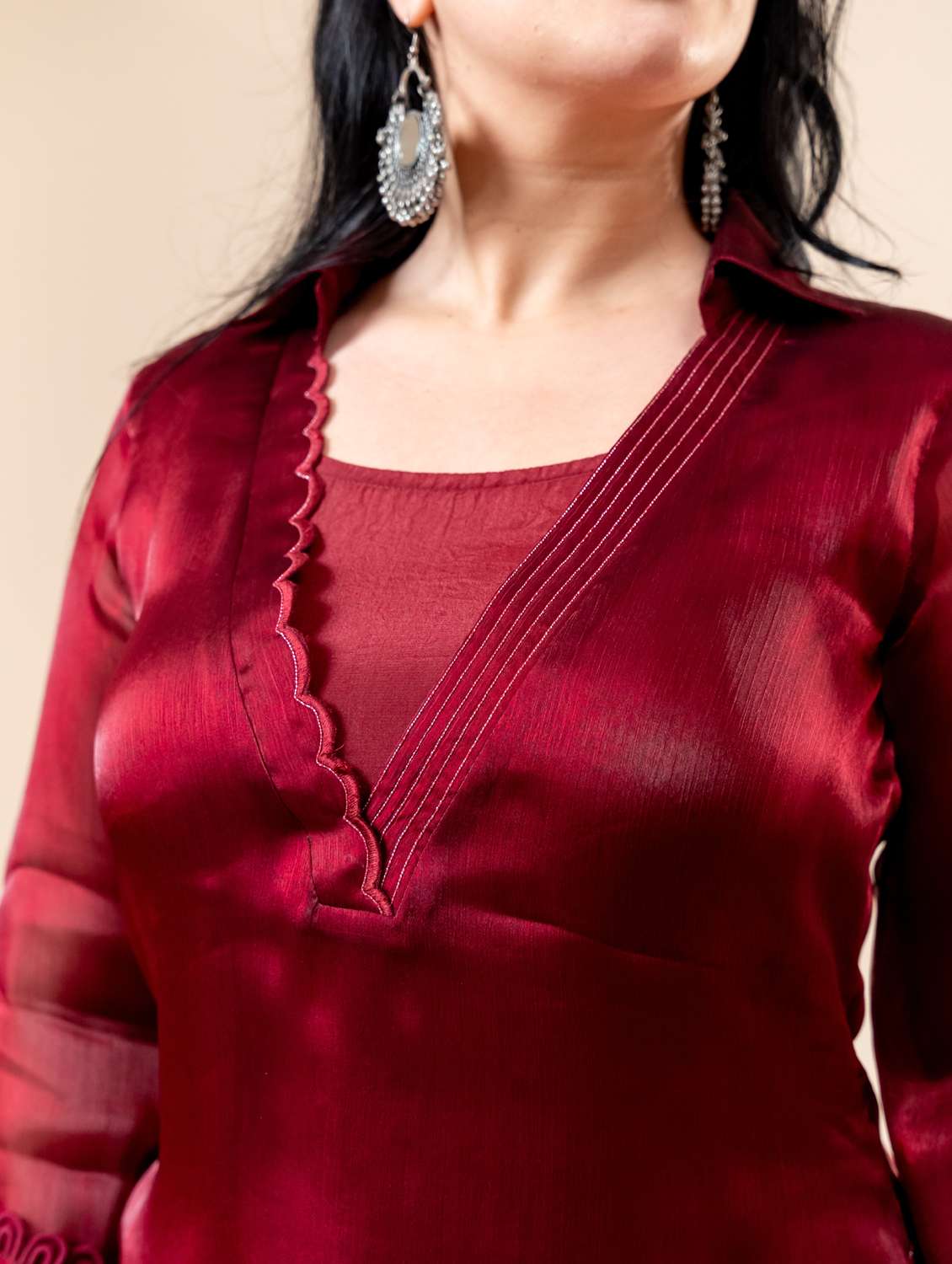 women plus size three quarter sleeve ethnic co-ord set - 22238818 -  Standard Image - 4