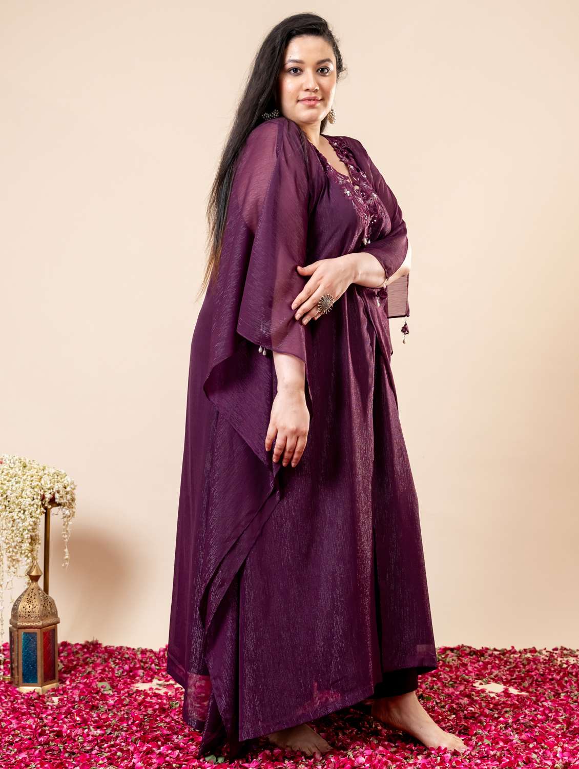 women plus size kimono sleeve kaftan kurta palazzo set - 22238820 -  Standard Image - 4