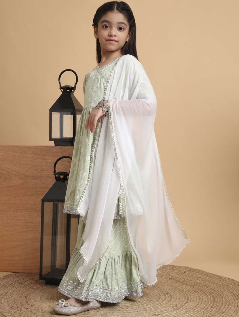 girls printed kurta and sharara with dupatta set - 22238829 -  Standard Image - 1