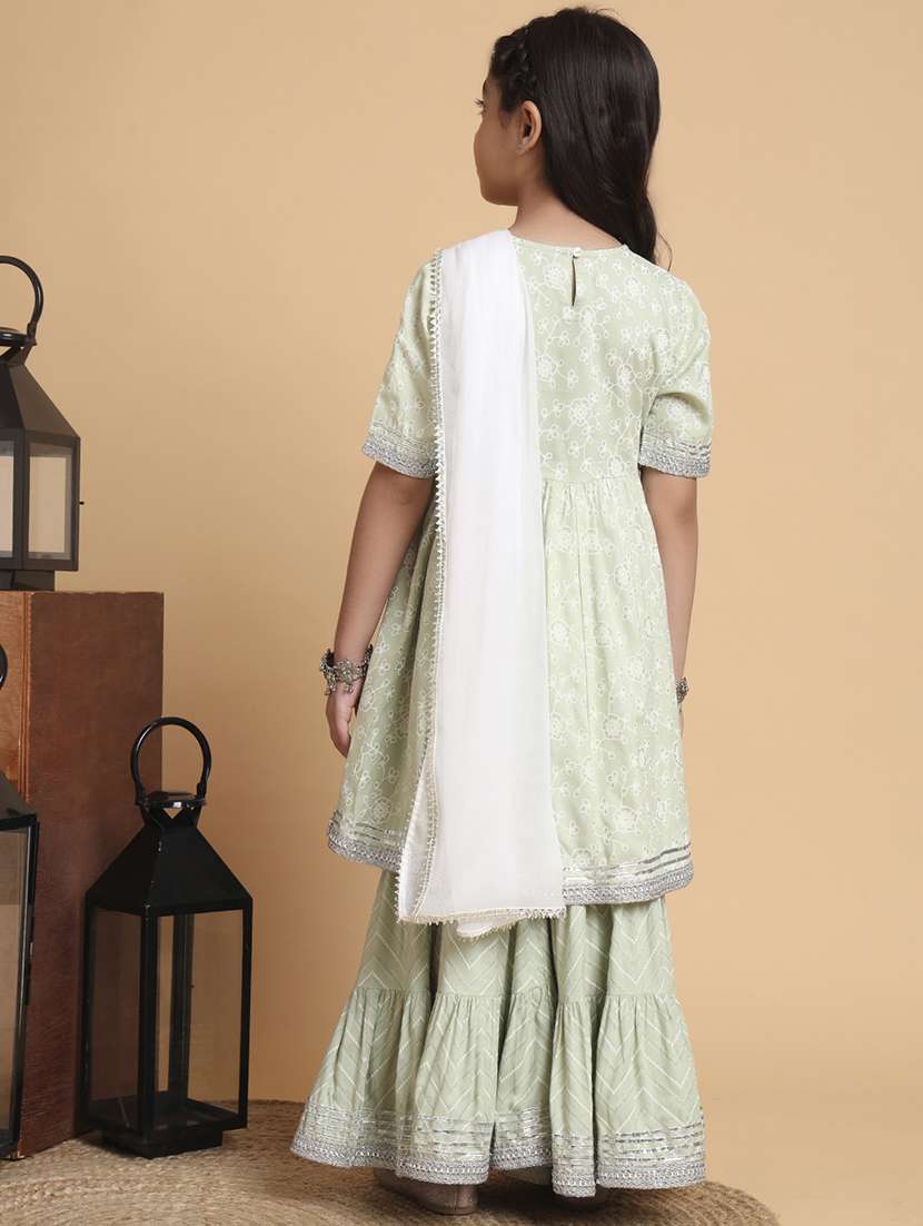 girls printed kurta and sharara with dupatta set - 22238829 -  Standard Image - 4