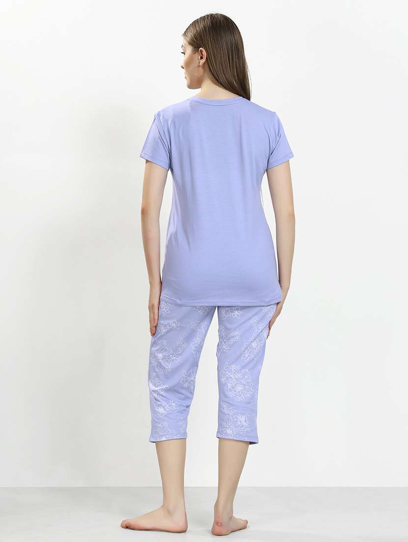 women printed nightwear capri set - 22238870 -  Standard Image - 4