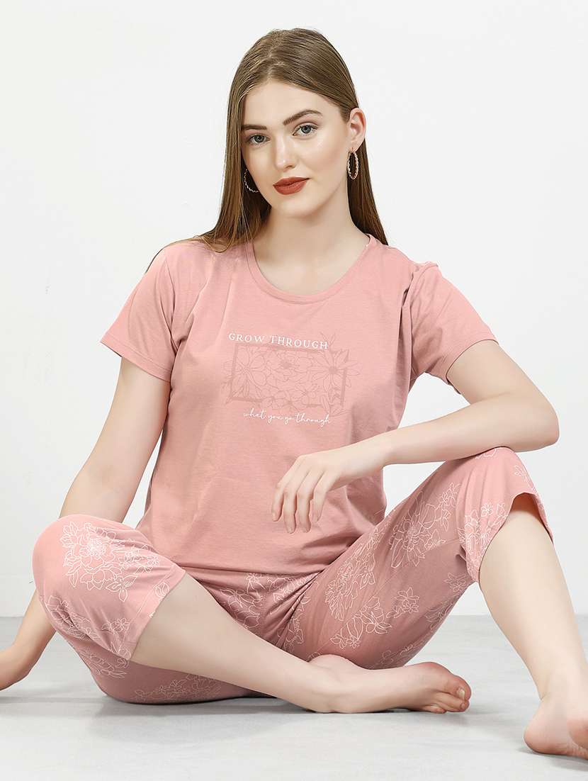 women printed nightwear capri set - 22238871 -  Standard Image - 1