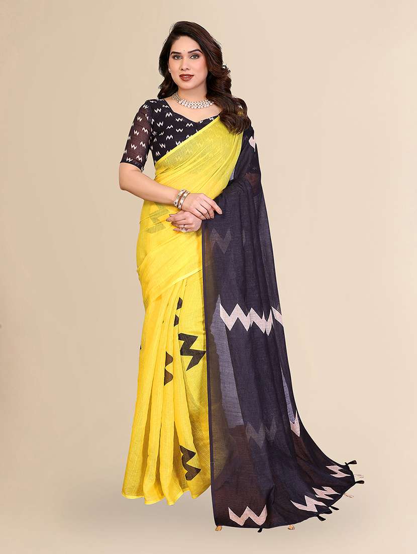 women printed casual wear saree with blouse