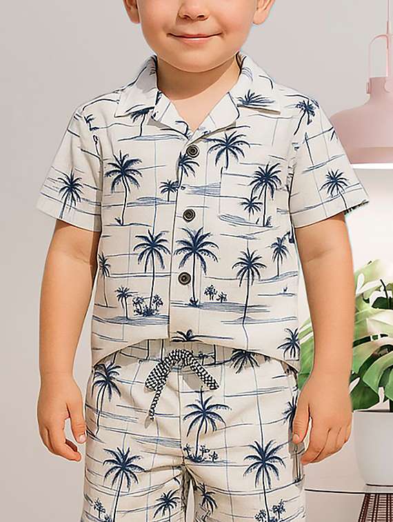 boys printed shirt and shorts co-ord set - 22239059 -  Standard Image - 1