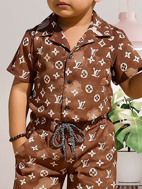 boys printed shirt and shorts co-ord set - 22239079 -  Standard Image - 1