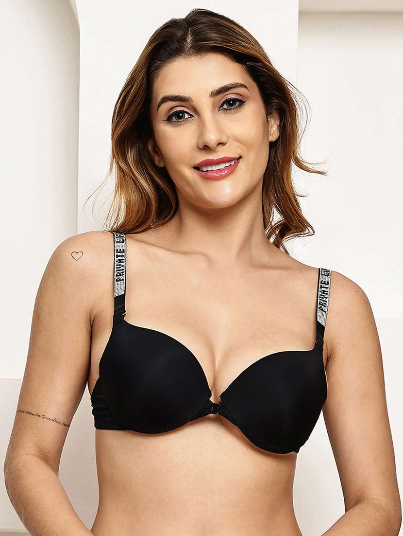 women solid lightly padded push up bra