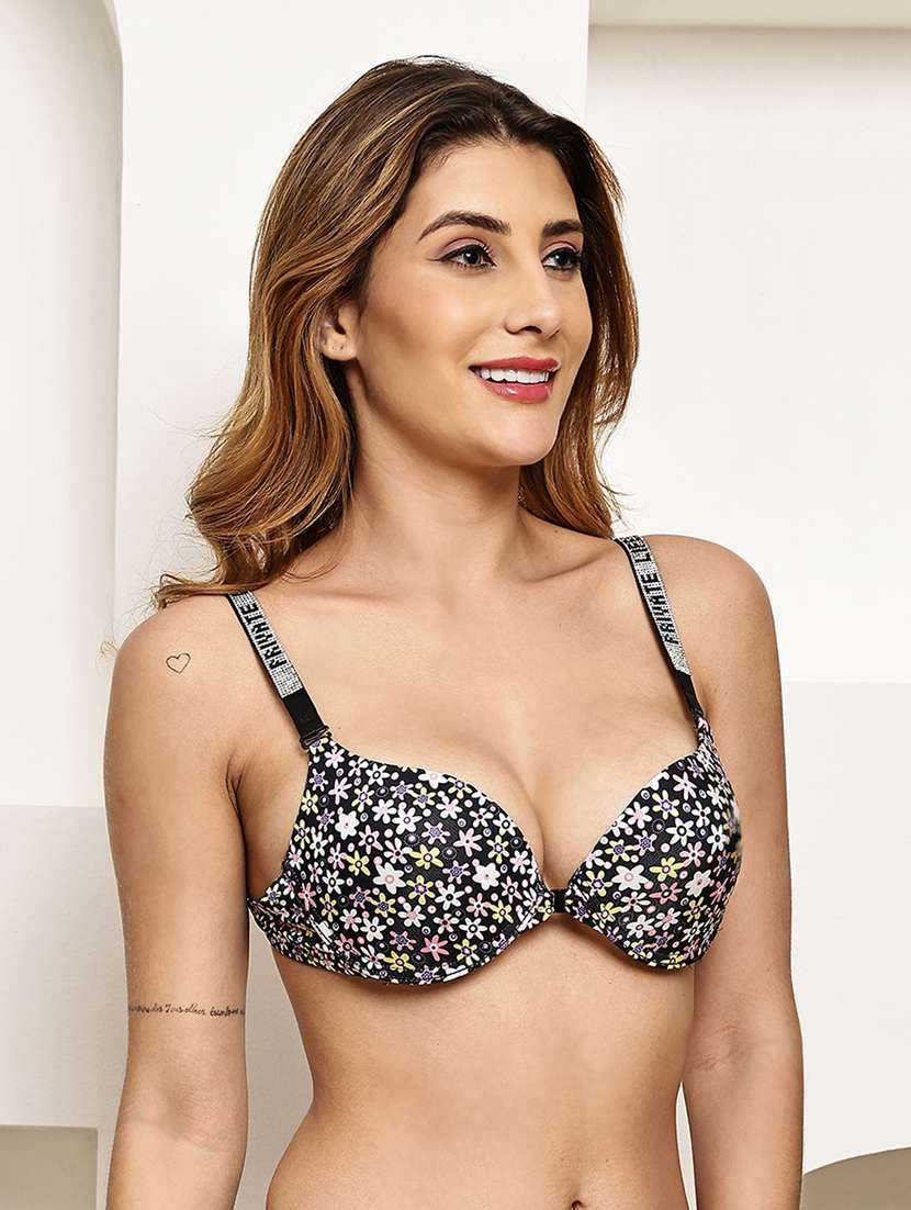 women printed underwired push up bra - 22239090 -  Standard Image - 1