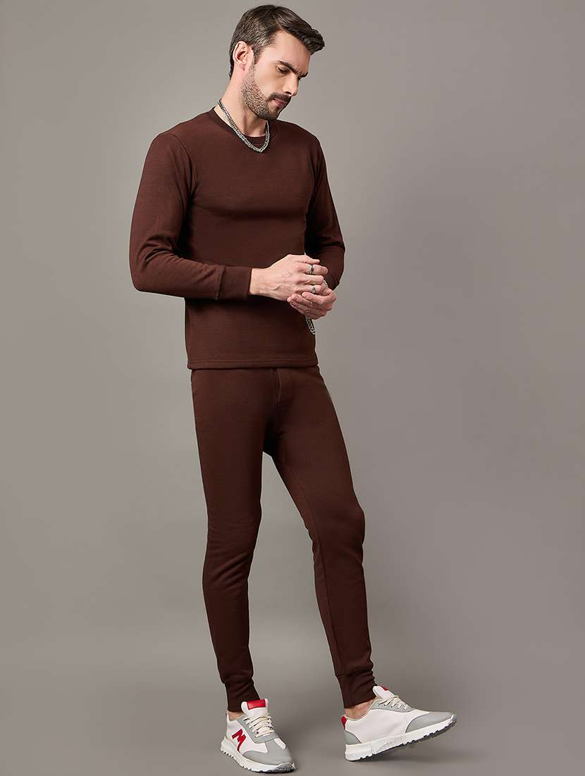 men solid full sleeve full length thermal set - 22239125 -  Standard Image - 1