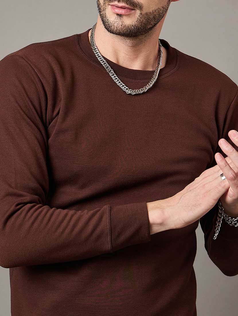 men solid round neck full length thermal set - 22239126 -  Standard Image - 4