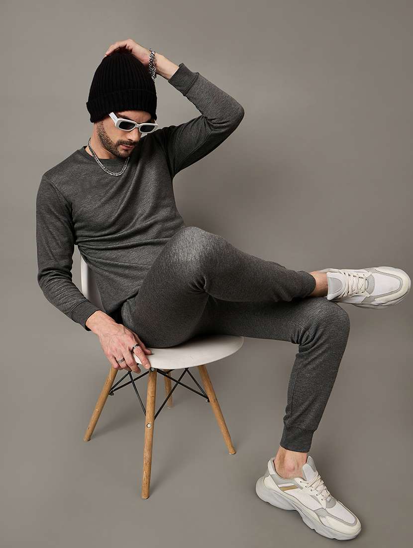 men solid full sleeve full length thermal set - 22239127 -  Standard Image - 1