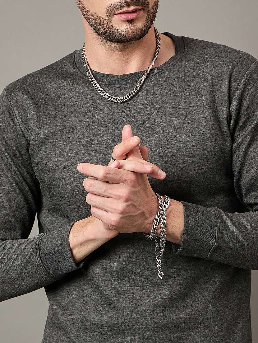 men solid round neck full length thermal set - 22239128 -  Standard Image - 4