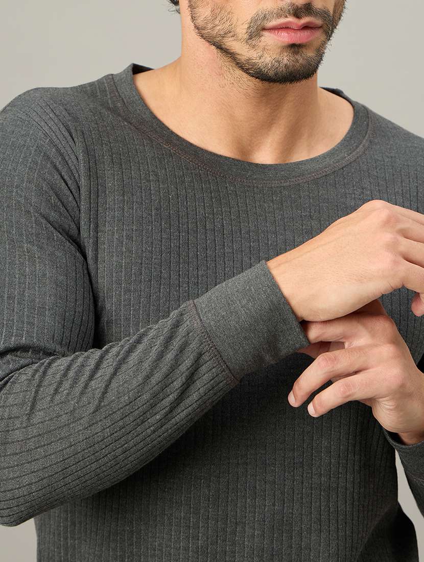 men solid round neck full length thermal set - 22239132 -  Standard Image - 4