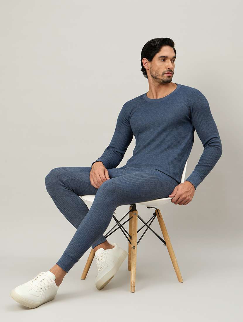 men solid full sleeve full length thermal set - 22239135 -  Standard Image - 1