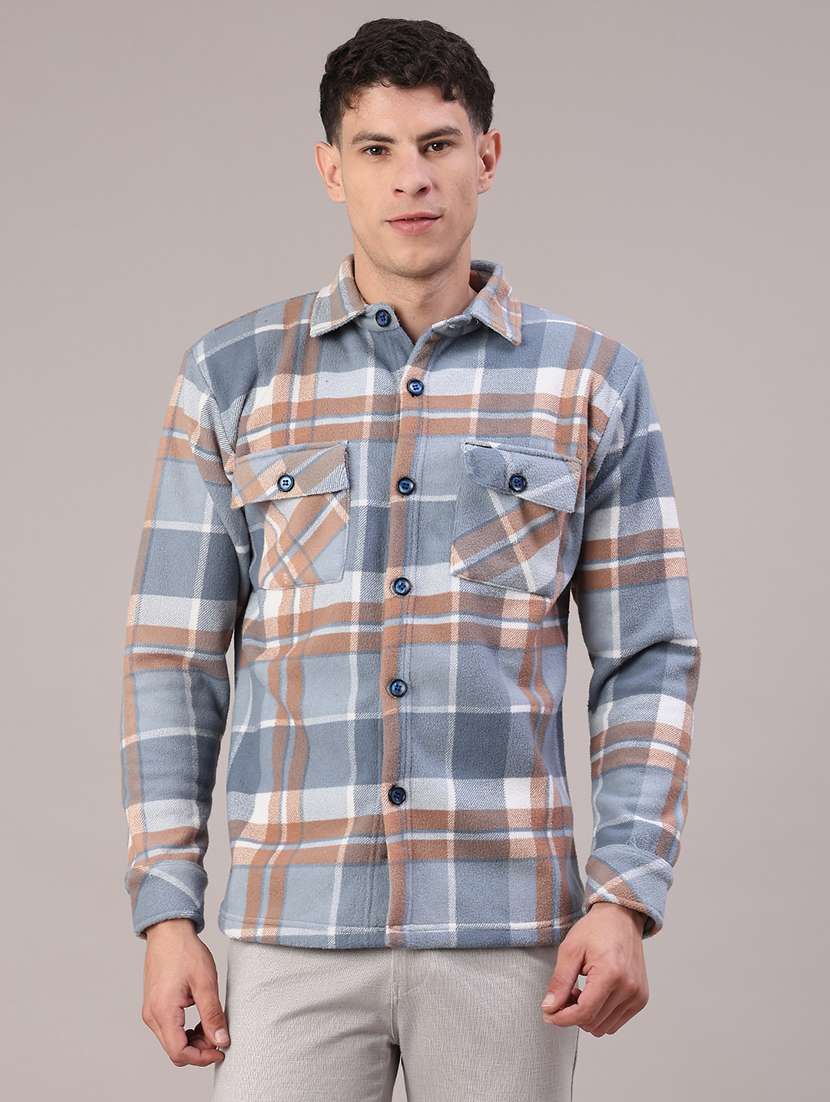 men checkered long sleeve regular fit shacket - 22239144 -  Standard Image - 1
