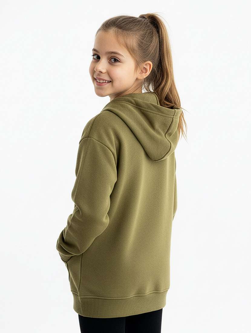 girls solid long sleeve hooded sweatshirt - 22239147 -  Standard Image - 1