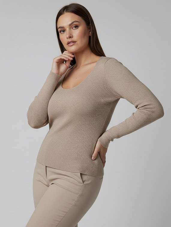 women solid long sleeve pullover - 22239198 -  Standard Image - 1