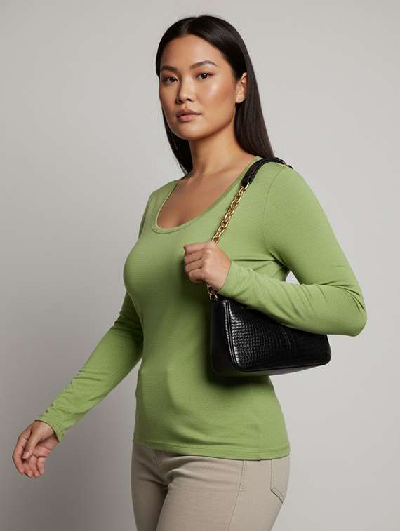 women solid long sleeve pullover - 22239199 -  Standard Image - 1