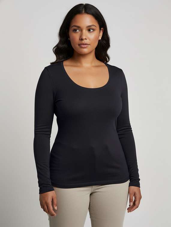 women solid long sleeve pullover - 22239200 -  Standard Image - 1