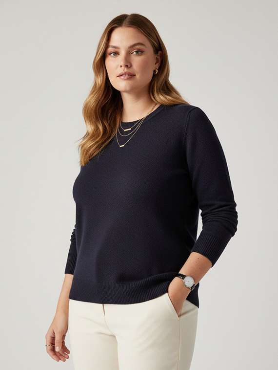 women solid long sleeve pullover - 22239218 -  Standard Image - 1