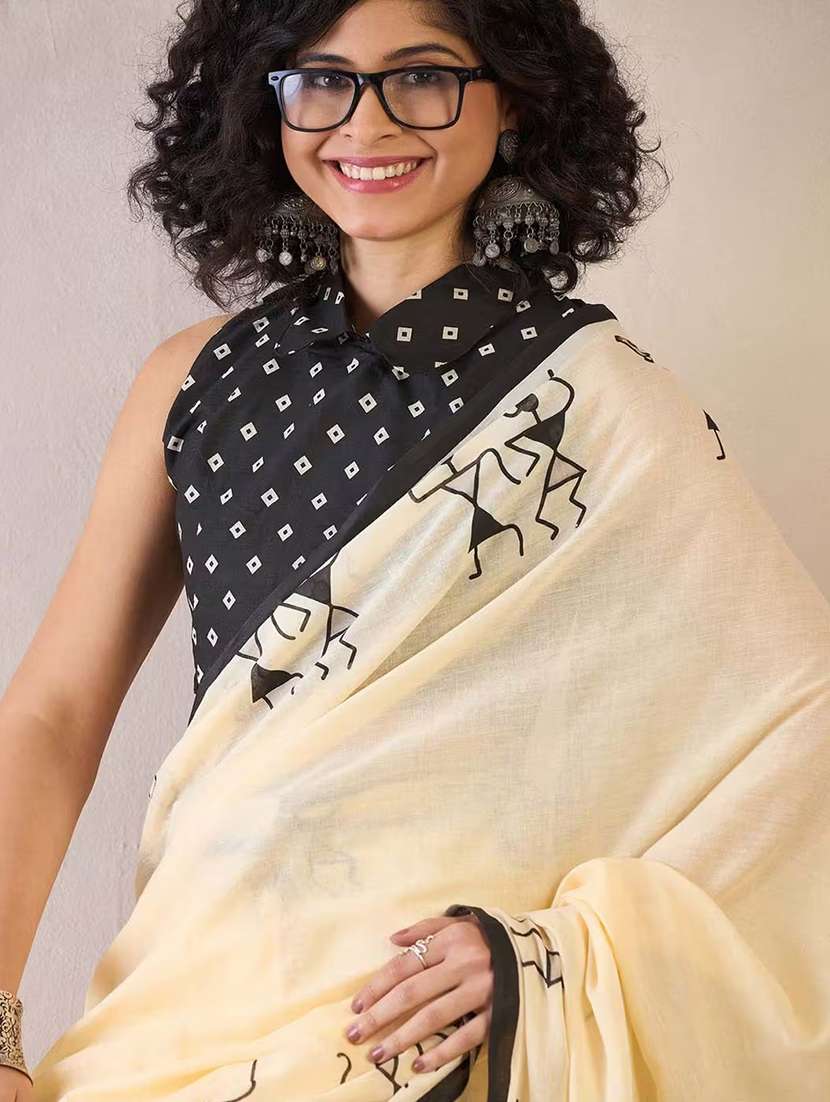 women warli printed saree with blouse - 22239222 -  Standard Image - 4