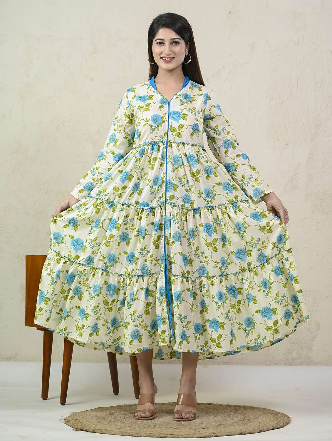 women floral print long sleeve tiered dress - 22239270 -  Standard Image - 1