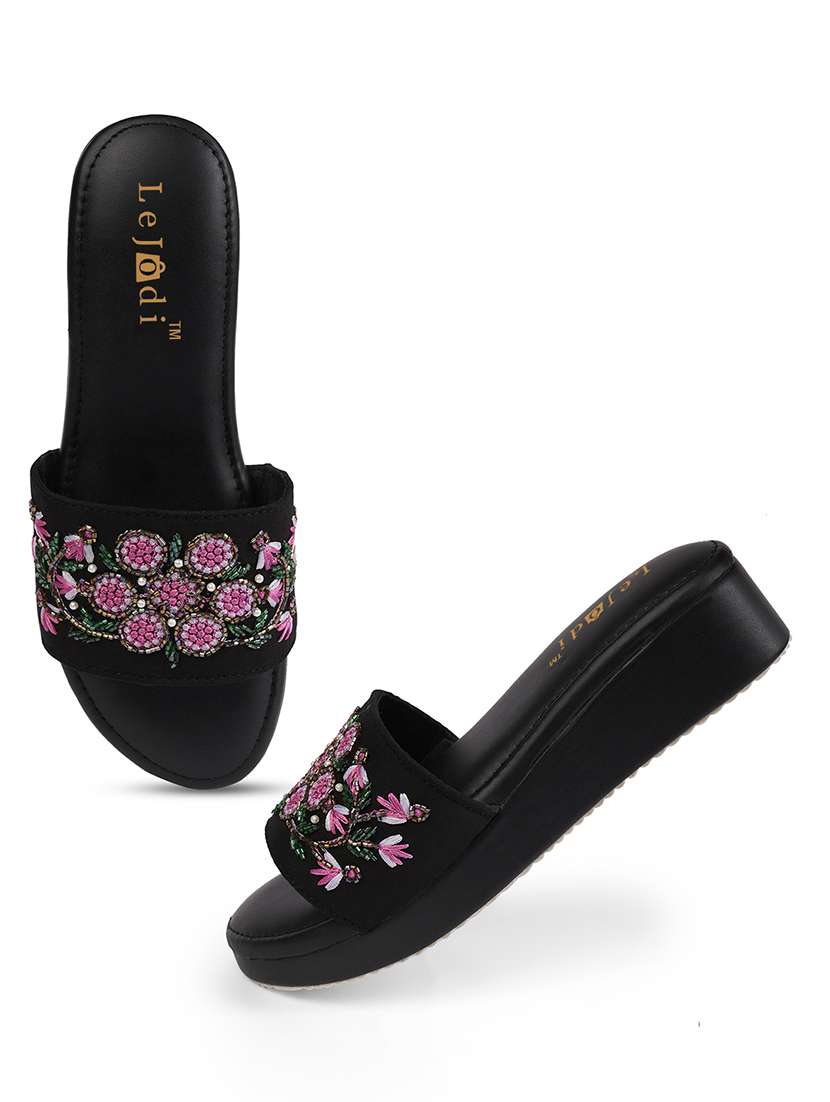 women embroidered slip on platform wedges - 22239309 -  Standard Image - 1