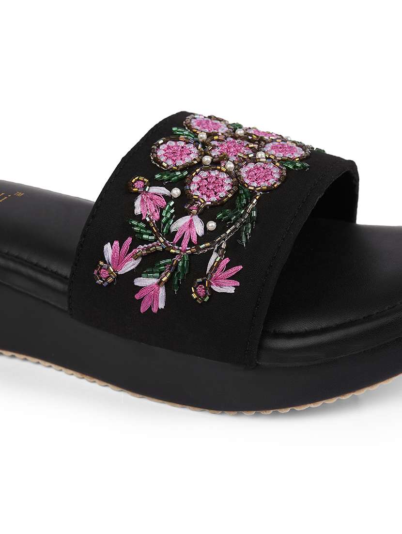 women embroidered slip on platform wedges - 22239309 -  Standard Image - 4