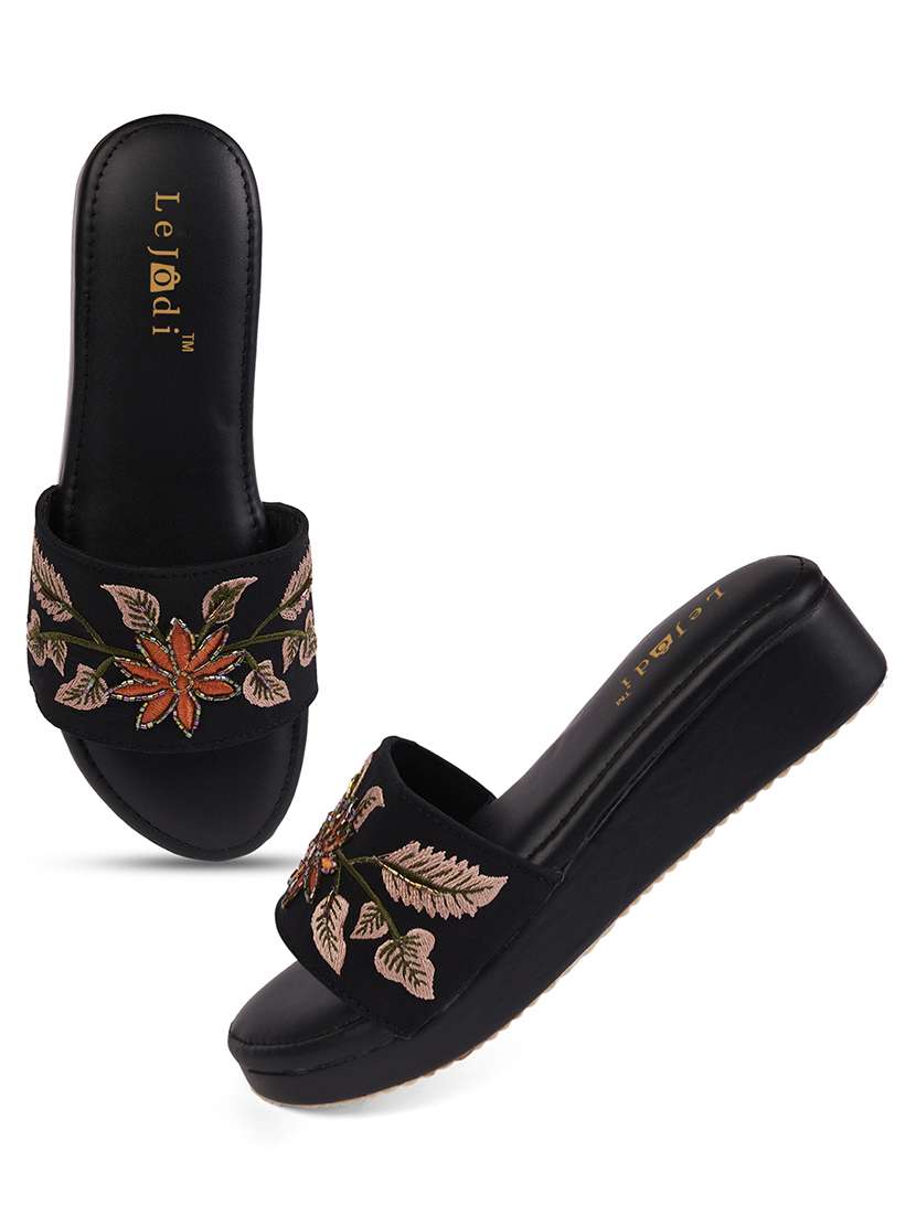 women embroidered slip on platform wedges - 22239310 -  Standard Image - 1