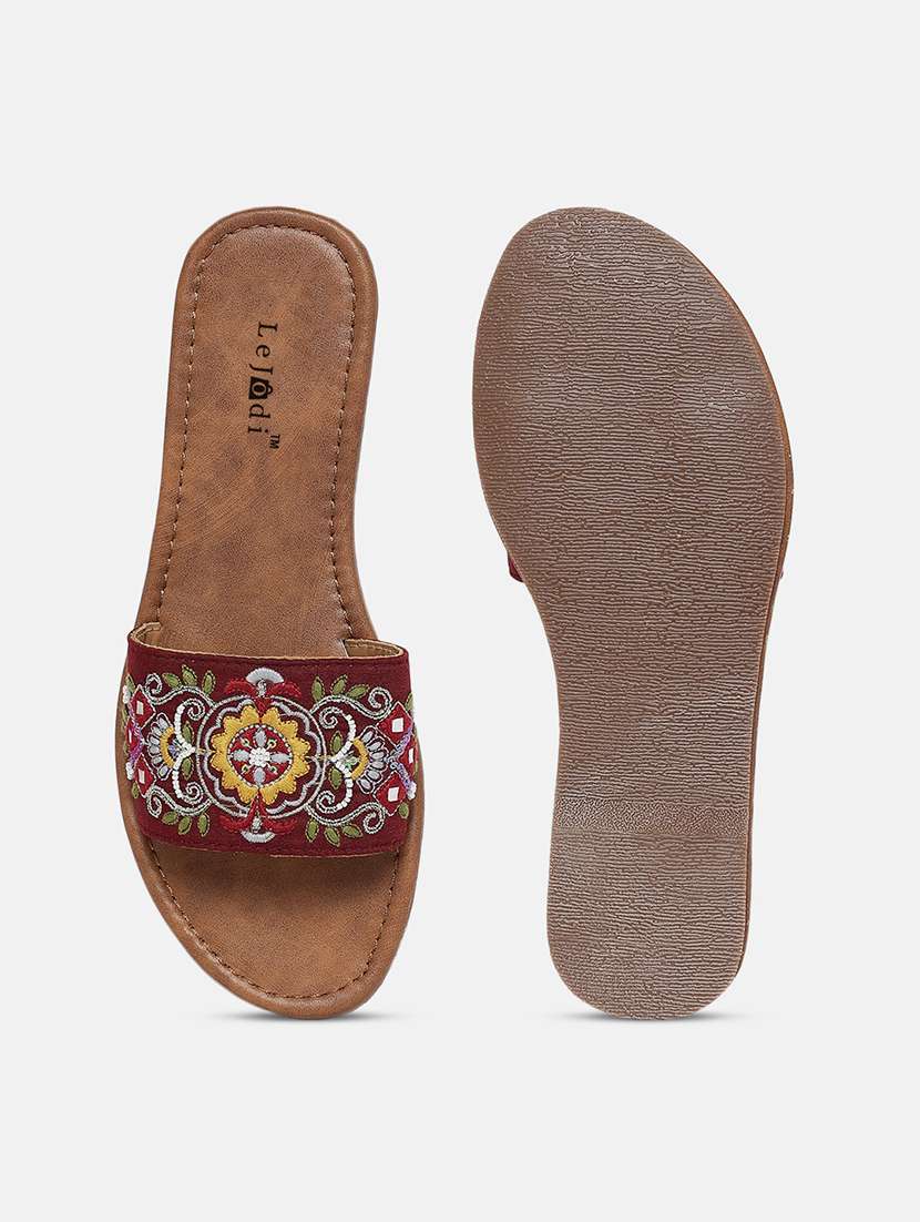 women embroidered slip on flat sandals - 22239334 -  Standard Image - 4