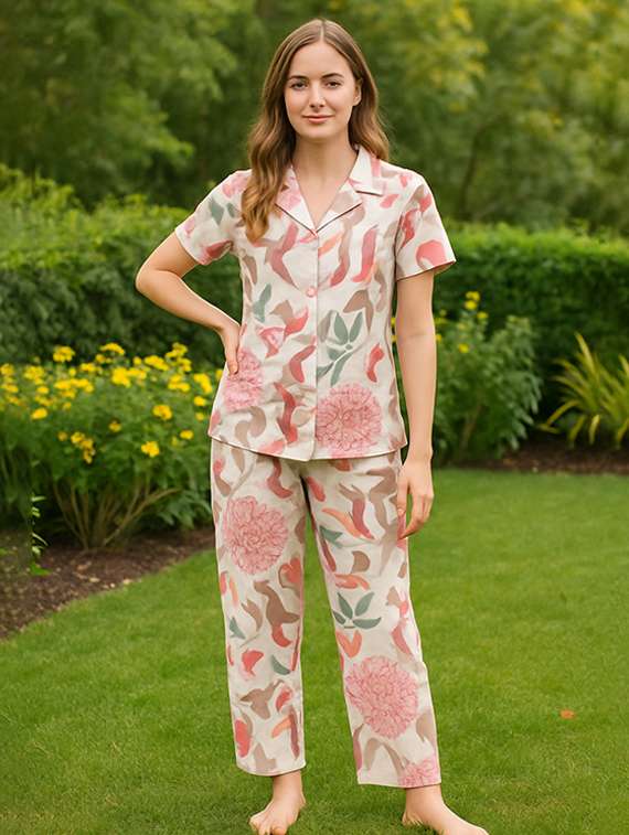 women printed nightwear pyjama set - 22239336 -  Standard Image - 4