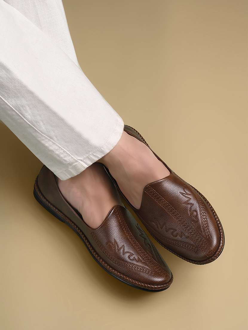 men tan slip on mojari - 22239351 -  Standard Image - 1