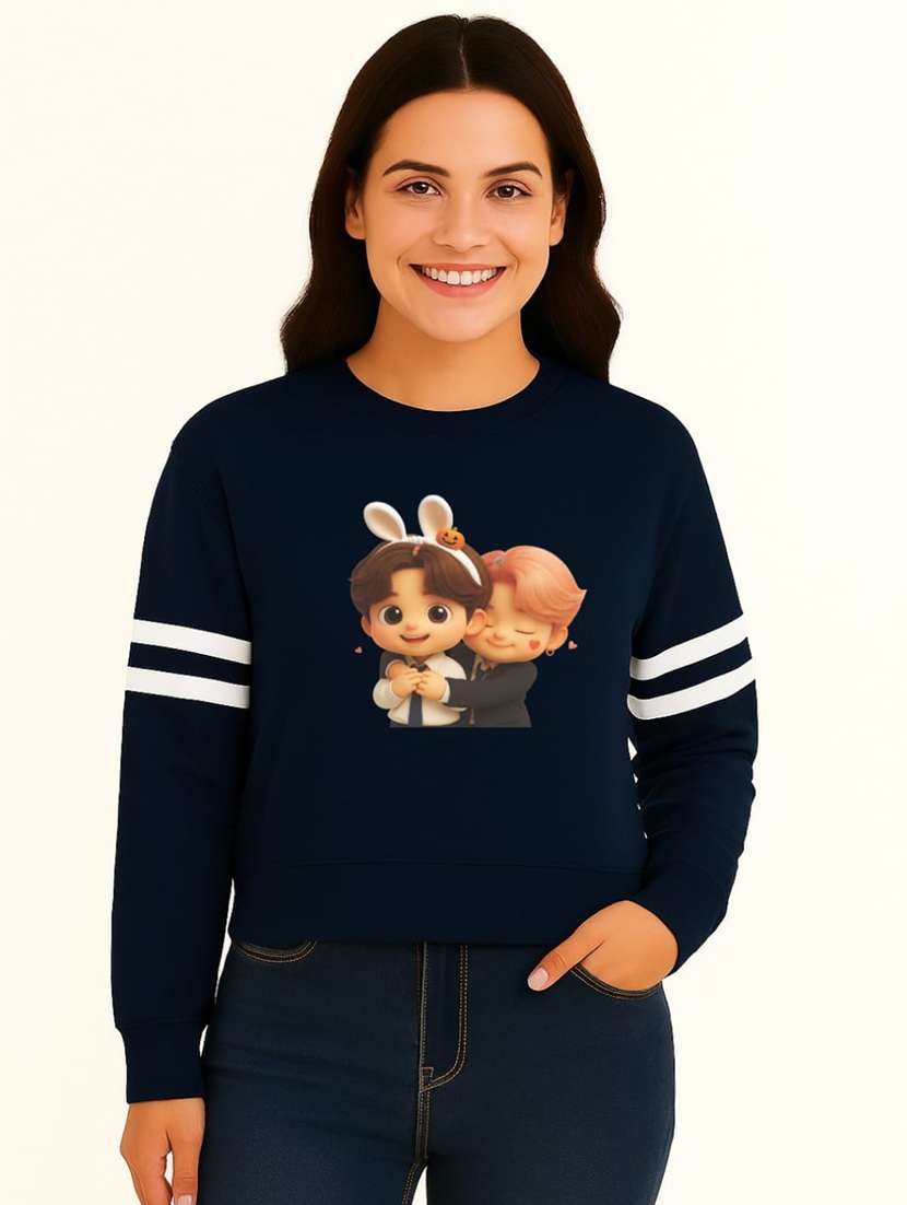 women pack of 2 printed long sleeve crop sweatshirt - 22239637 -  Standard Image - 1