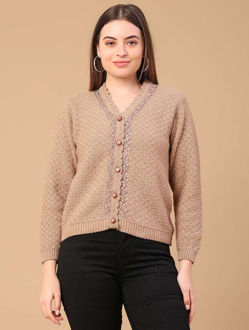 women self design long sleeve cardigan - 22240103 -  Standard Image - 1