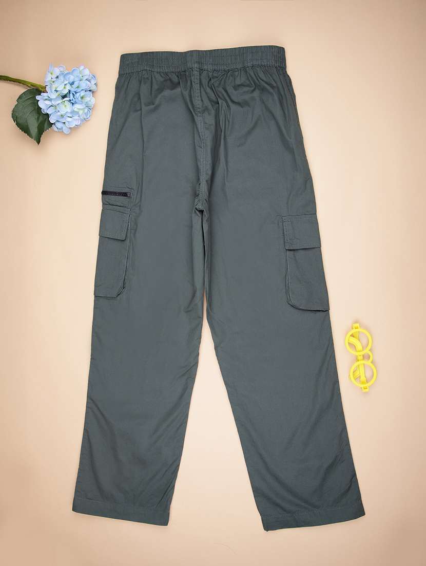 boys solid mid rise cargo pant - 22240116 -  Standard Image - 1