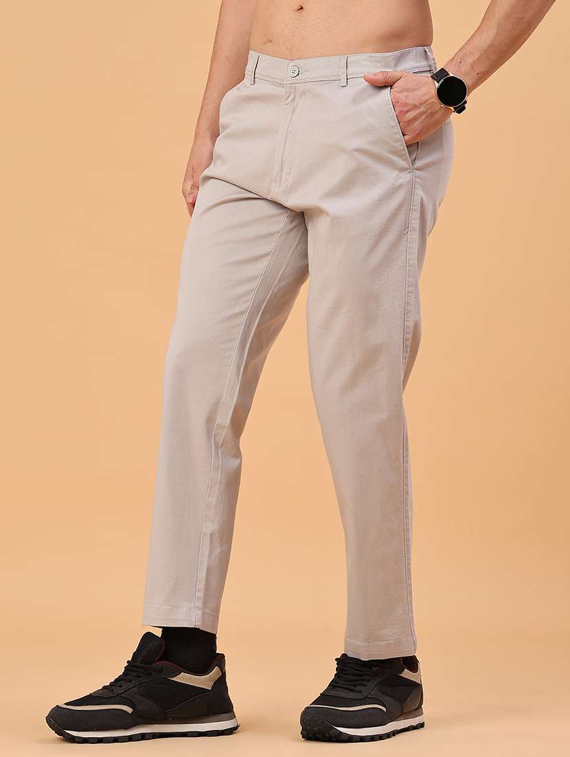 men solid mid rise chinos casual trouser - 22240154 -  Standard Image - 1