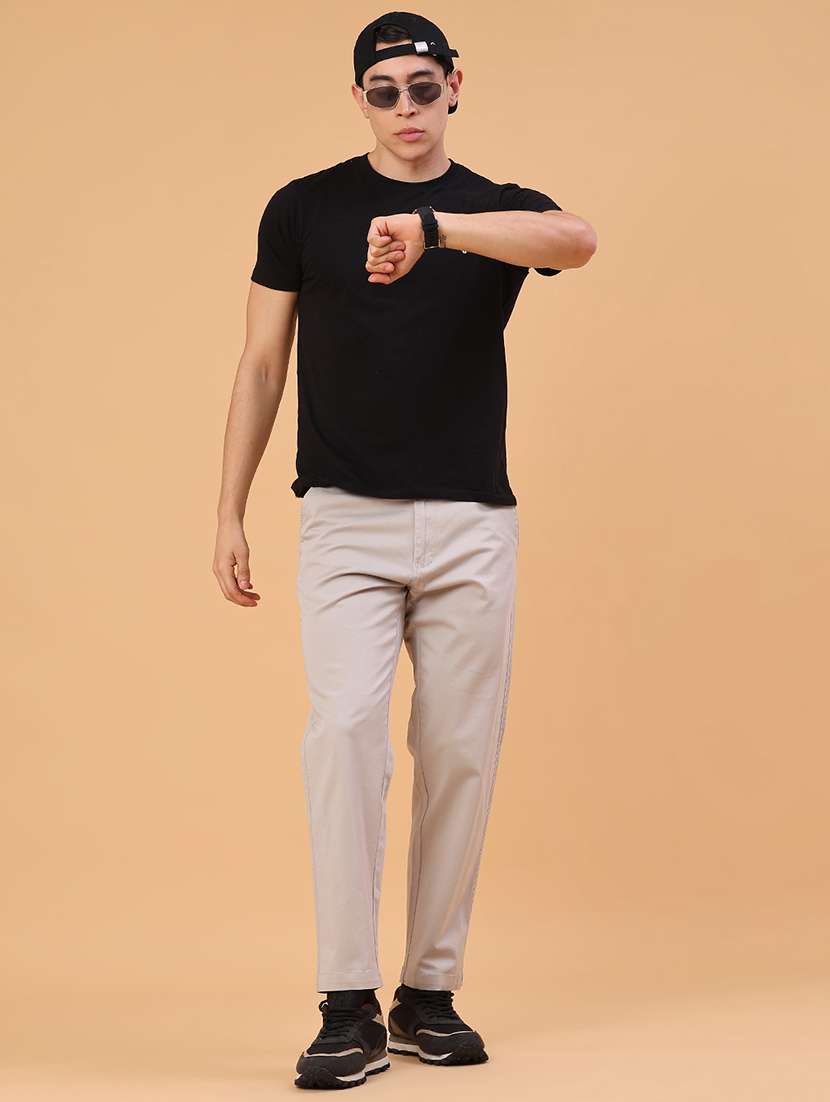 men solid mid rise chinos casual trouser - 22240154 -  Standard Image - 4