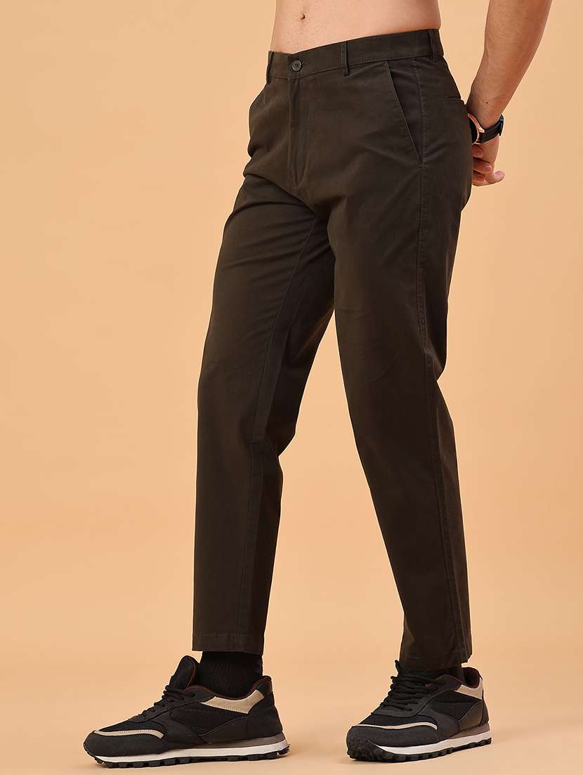 men solid mid rise chinos casual trouser - 22240155 -  Standard Image - 1