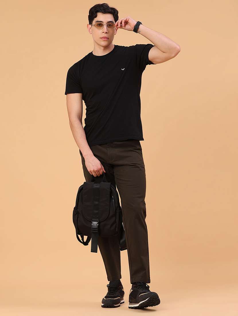 men solid mid rise chinos casual trouser - 22240155 -  Standard Image - 4