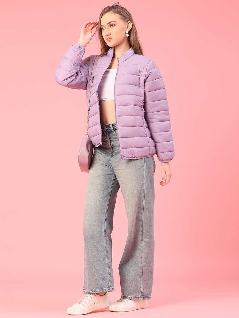 women solid long sleeve puffer jacket - 22240187 -  Standard Image - 4