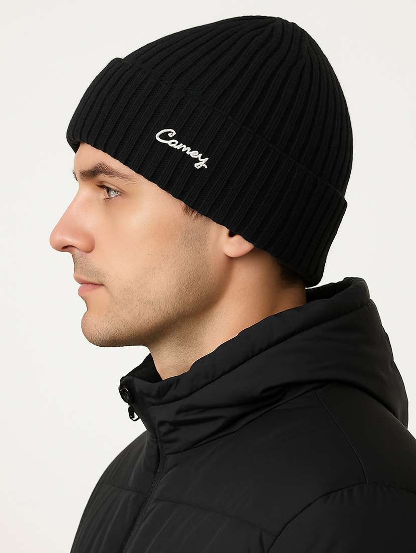 men solid ribbed knit winter beanie cap - 22240401 -  Standard Image - 1