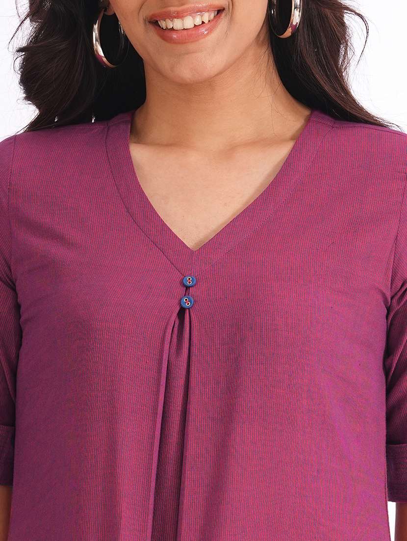 women solid short sleeve a-line dress - 22240427 -  Standard Image - 4